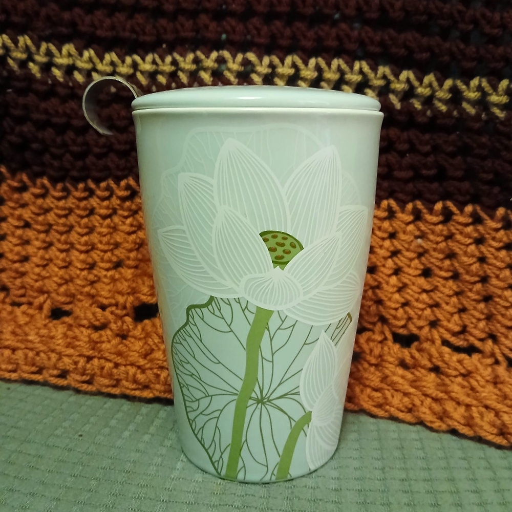Tea Forte Mint Green Lotus Flower Kati 12 oz Cup With Infuser & Lid (083125A)